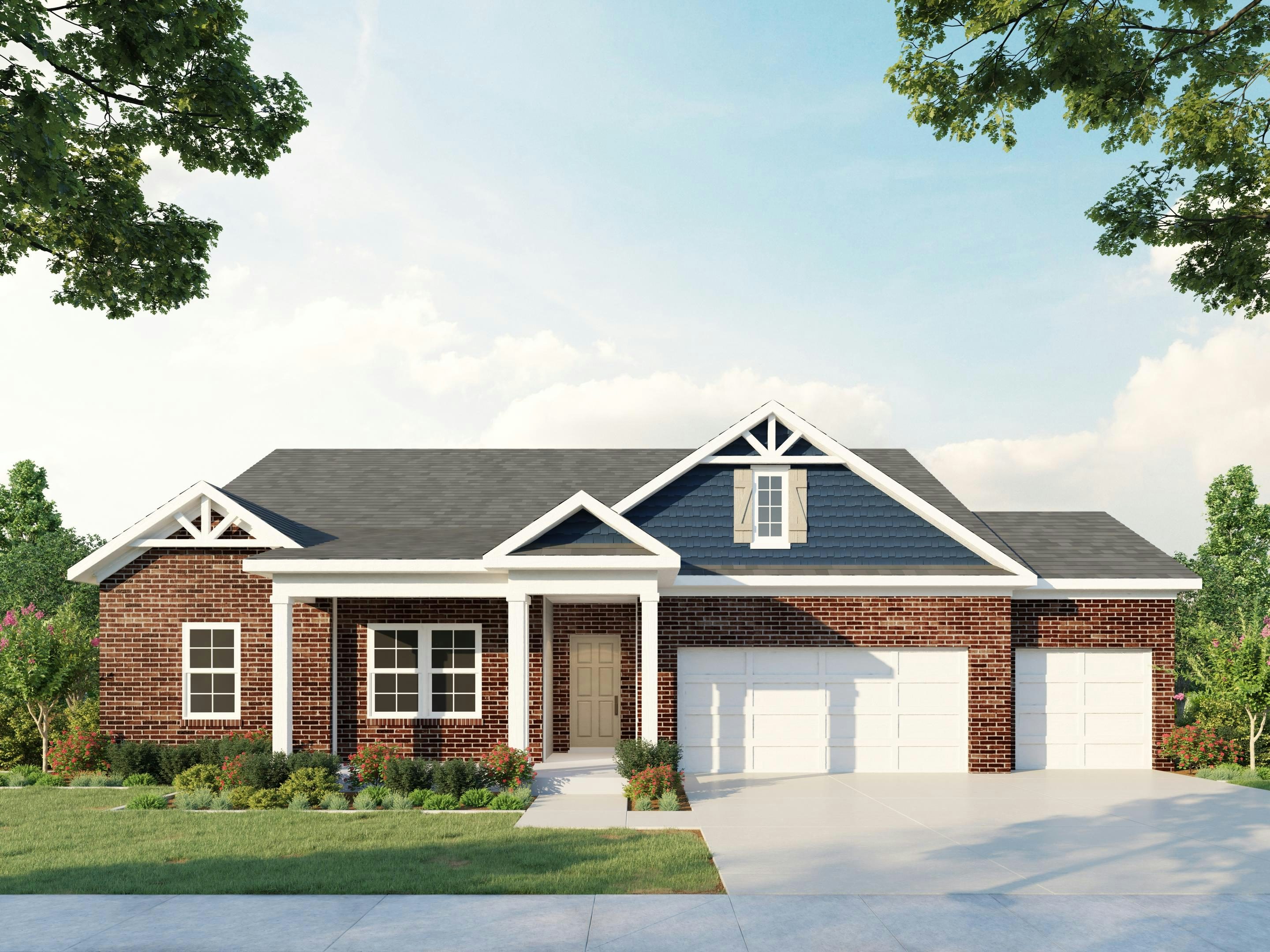 French - 3 Car Garage