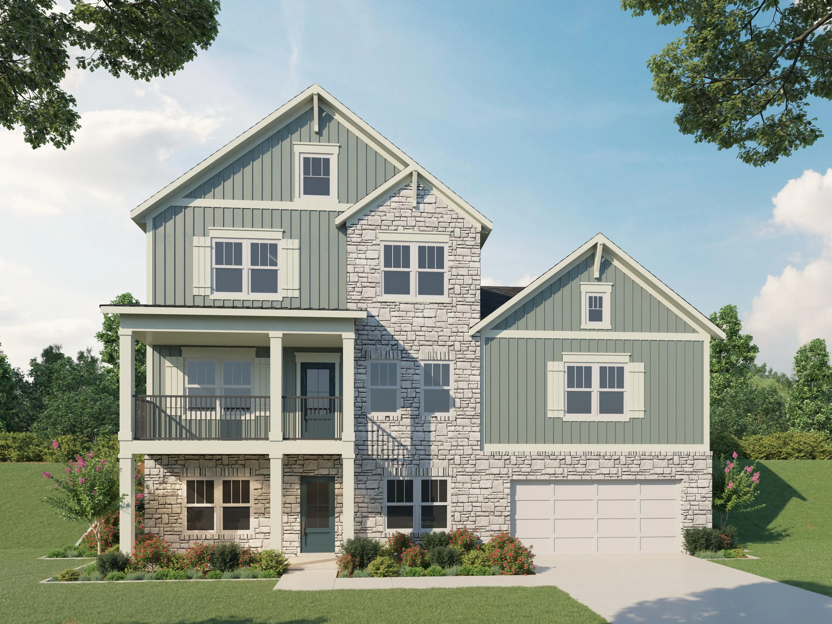Farmhouse - w/ Optional Upper Level - 2 Car Garage