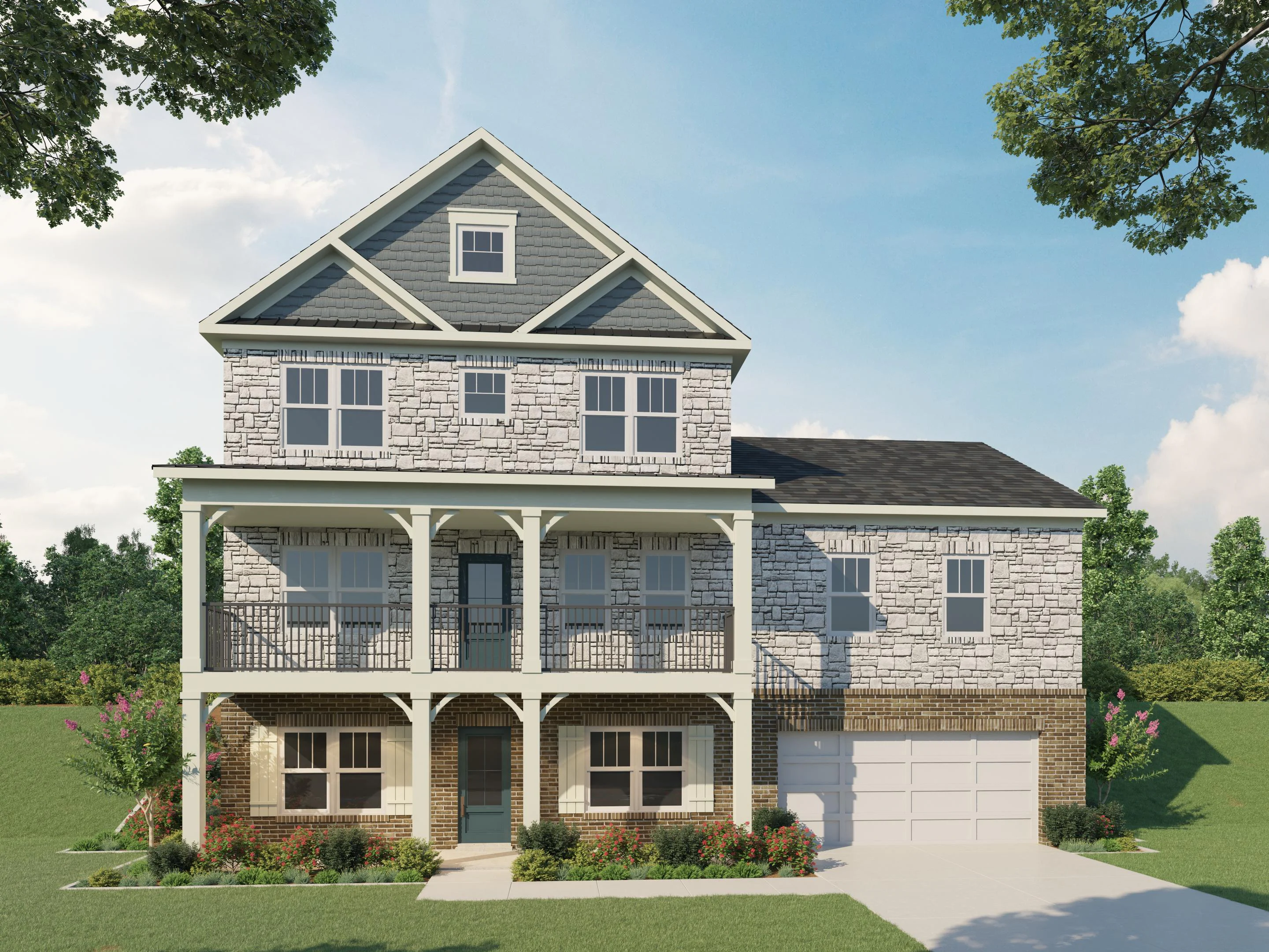 French Country - Optional Upper Level - 2 Car Garage